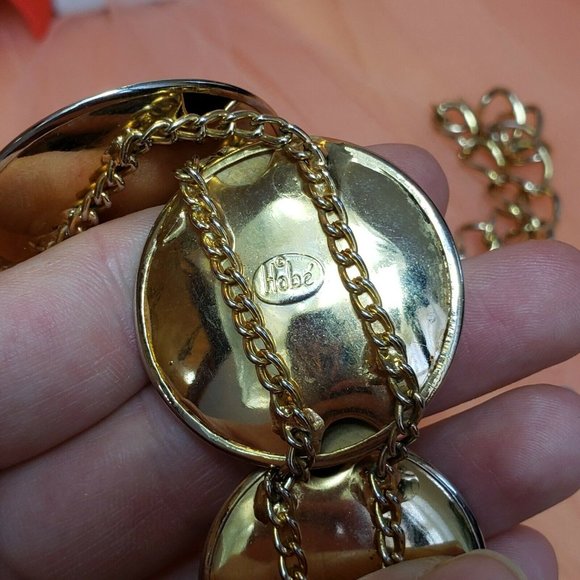 Vintage Signed Hobe Gold tone Pendant Necklace 30" Long Chain Cone Pendant - Picture 10 of 12